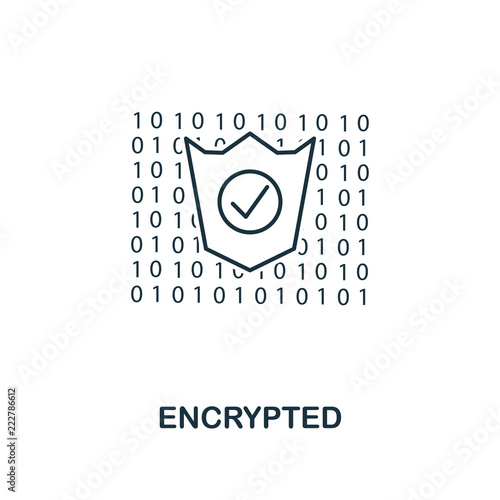 Encrypted outline icon. Monochrome style design from crypto currency icon collection. UI. Pixel perfect simple pictogram outline encrypted icon. Web design, apps, software, print usage.