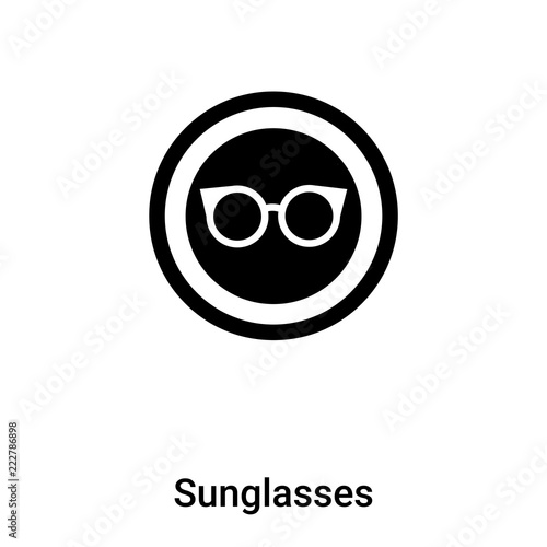 Sunglasses icon vector isolated on white background, logo concept of Sunglasses sign on transparent background, black filled symbol