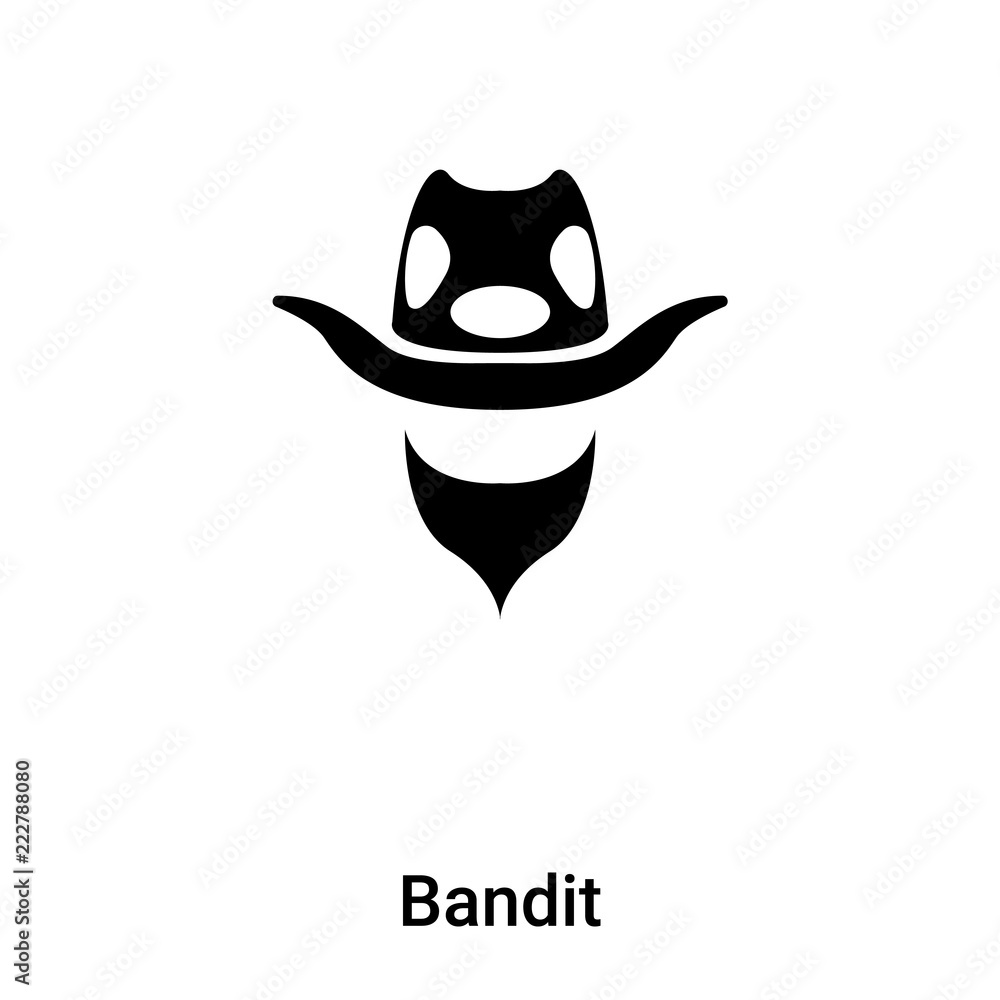 Bandit icon vector isolated on white background, logo concept of Bandit  sign on transparent background, black filled symbol Stock Vector