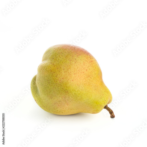 yellow ripe pear on white background