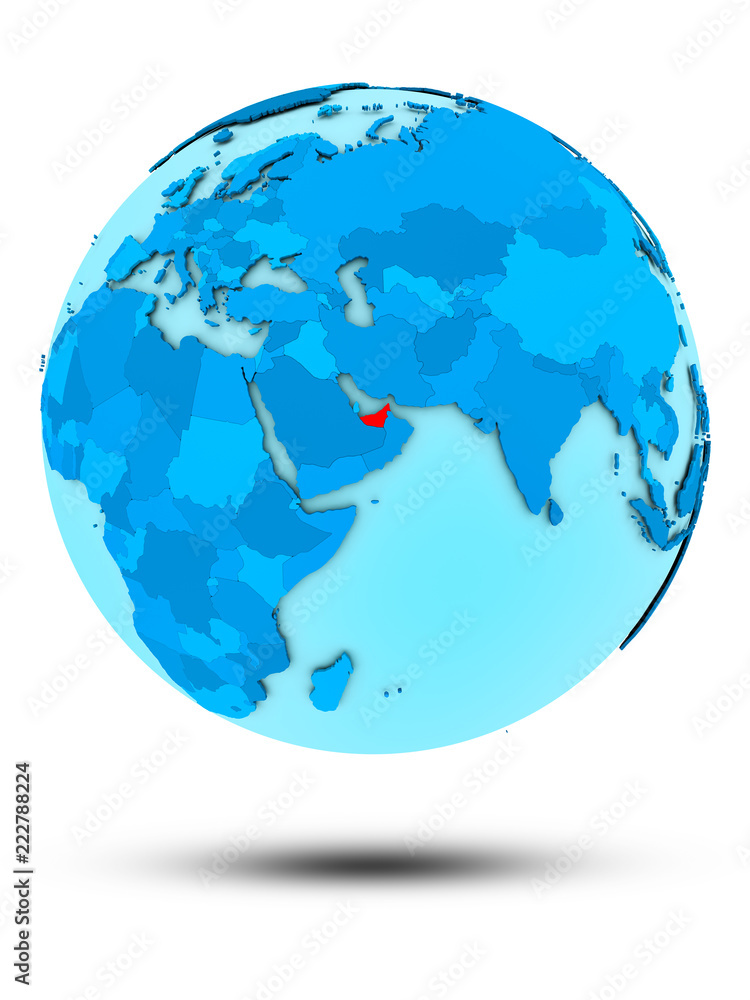 Obraz premium United Arab Emirates on blue political globe