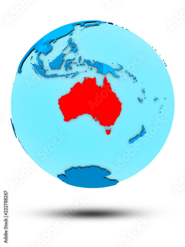 Australia on blue political globe