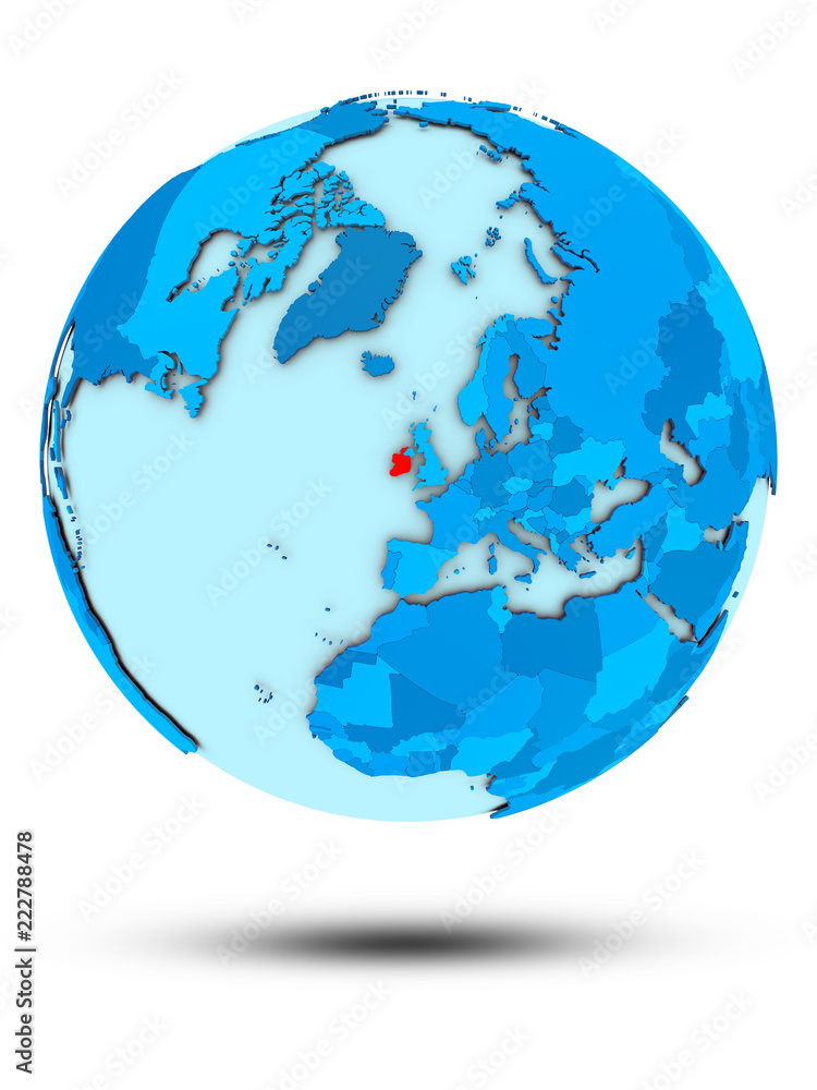 Obraz premium Ireland on blue political globe