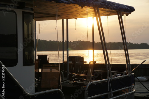 view of sun through boat deck