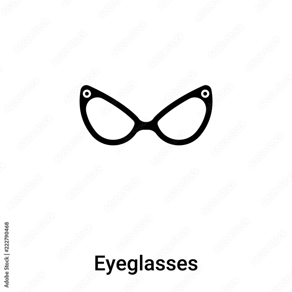 Eyeglasses icon vector isolated on white background, logo concept of Eyeglasses sign on transparent background, black filled symbol Eyeglasses icon vector isolated on white background, logo concept of Eyeglasses sign on transparent background, black filled symbol