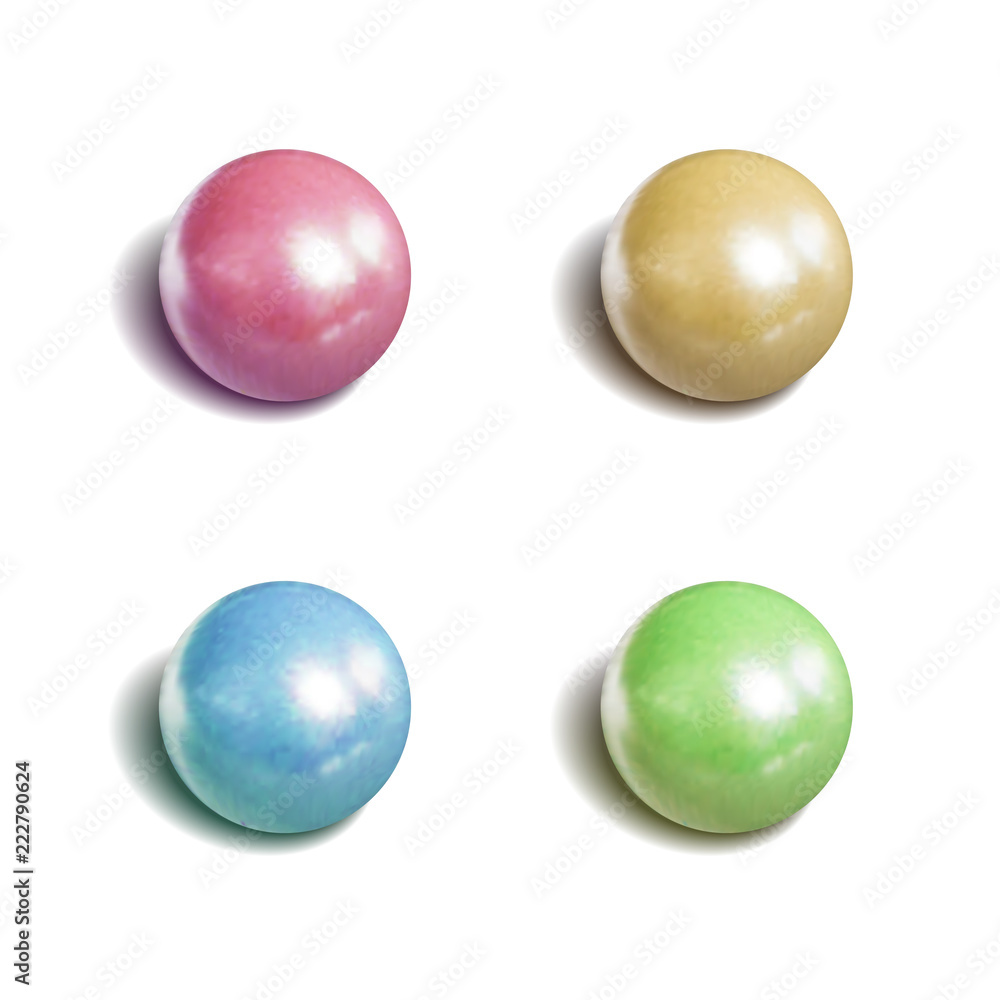 Vector Set of Realistic Spheres, Shiny Pearls, Luxury Stones with Shadows Isolated. Vector Set of Realistic Spheres, Shiny Pearls, Luxury Stones with Shadows Isolated.
