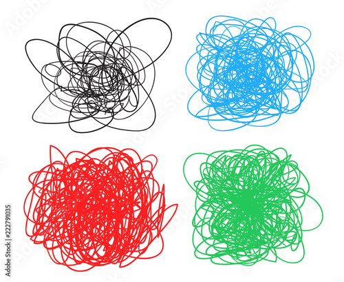 Creative chaos patterns on white. Chaotic stripes. Backgrounds with lines and waves. Universal tangled textures. Art creation. Print for polygraphy, posters, t-shirts and textiles. Doodles for design