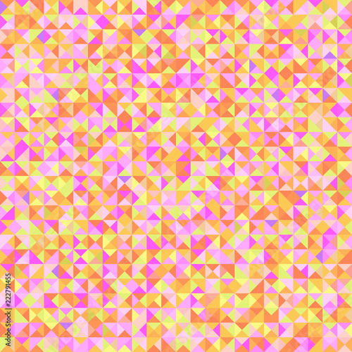 Tiled background with many triangles. Geometric bright wallpaper. Checkered mosaic texture. Seamless colorful pattern. Pretty colors. Print for flyers, posters, banners and textiles. Greeting cards