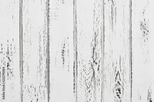 Vintage whitewash painted rustic old wooden horizontal planks wall textured background. Faded natural wood board panel structure.