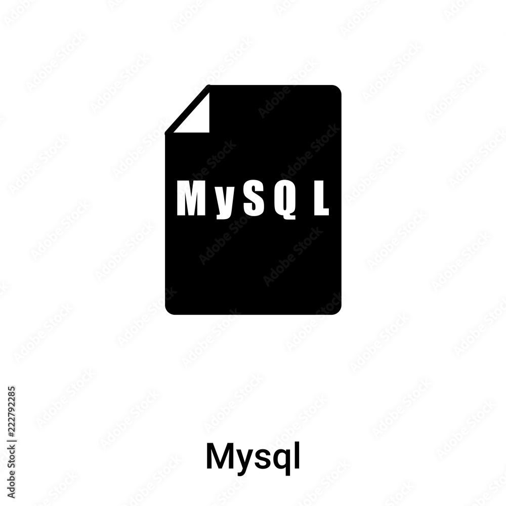 Mysql icon vector isolated on white background, logo concept of Mysql sign on transparent background, black filled symbol