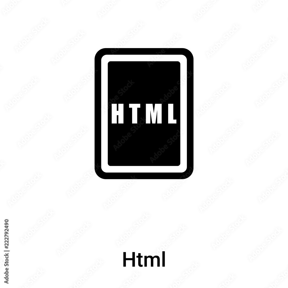 Html icon vector isolated on white background, logo concept of Html sign on transparent  background, black filled symbol Stock Vector | Adobe Stock