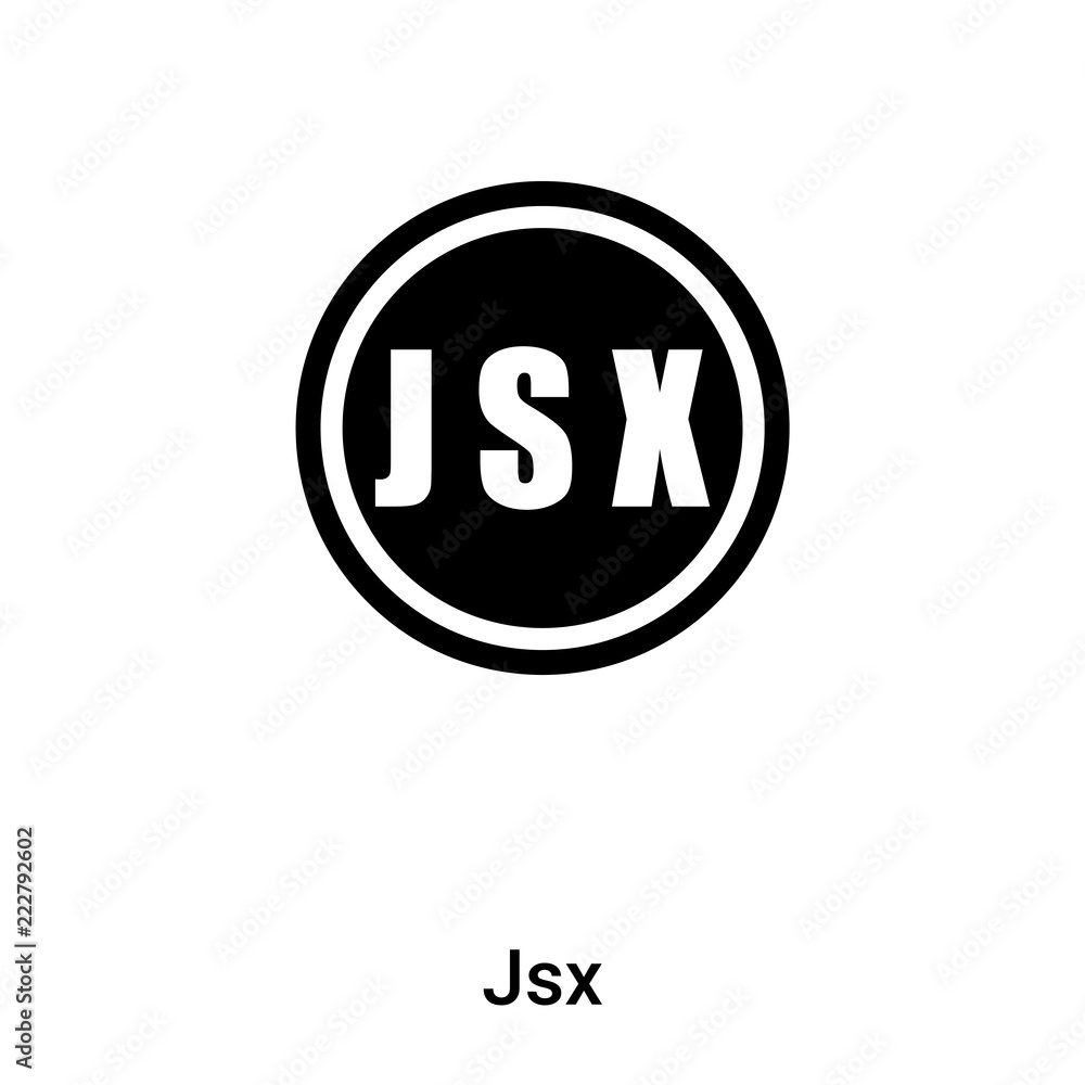 Jsx icon vector isolated on white background, logo concept of Jsx sign on transparent background, black filled symbol Jsx icon vector isolated on white background, logo concept of Jsx sign on transparent background, black filled symbol