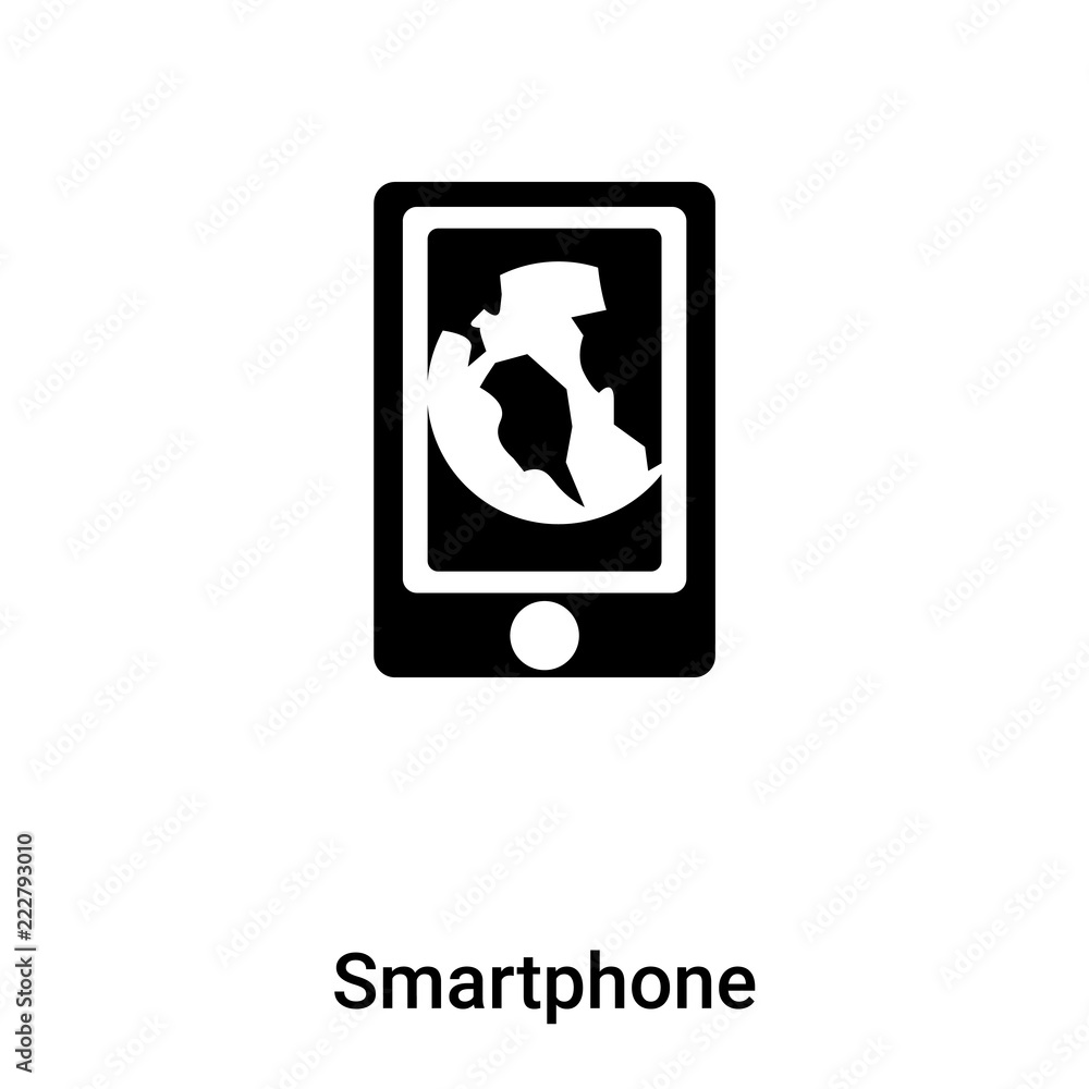Smartphone icon vector isolated on white background, logo concept of Smartphone sign on transparent background, black filled symbol