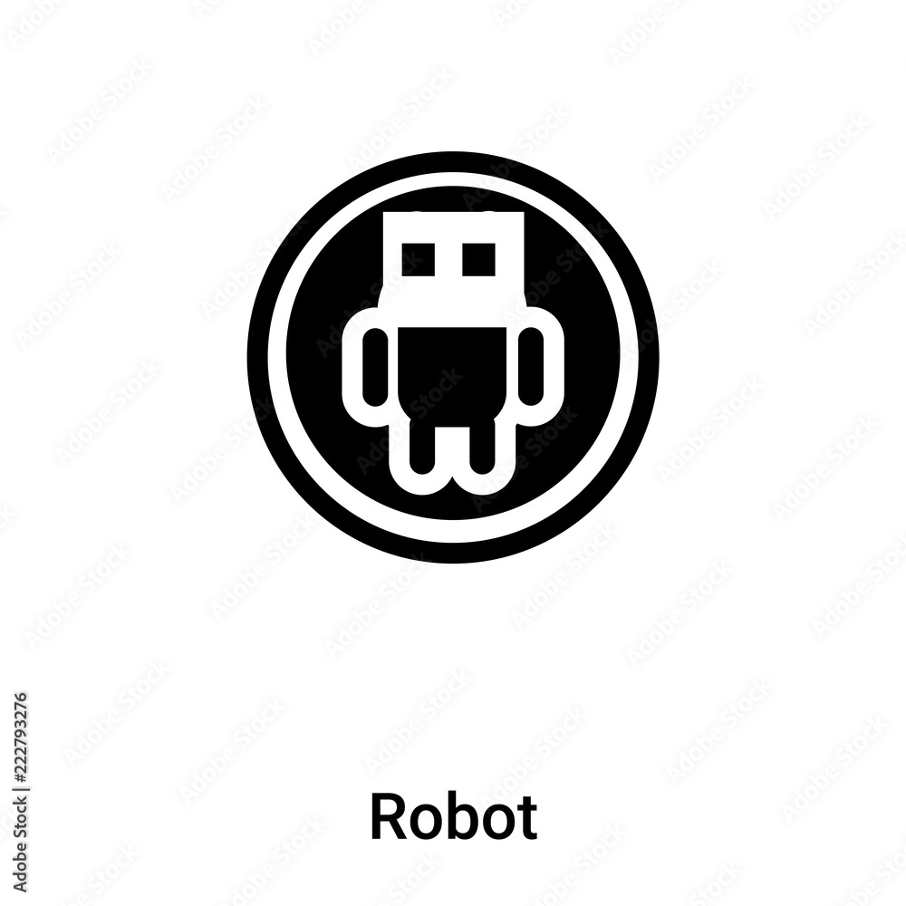 Robot icon vector isolated on white background, logo concept of Robot sign on transparent background, black filled symbol Robot icon vector isolated on white background, logo concept of Robot sign on transparent background, black filled symbol