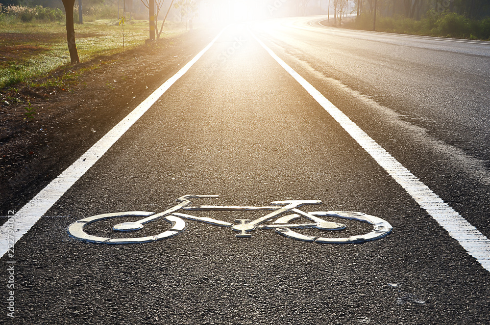 Fototapeta premium Symbol to indicate the road for bicycles
