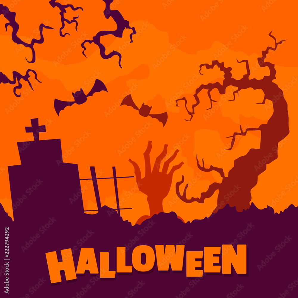 Happy halloween concept background. Flat illustration of happy halloween vector concept background for web design