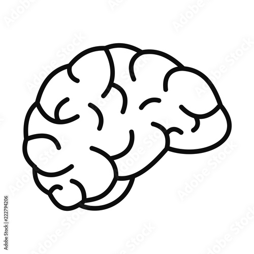 Thinking brain icon. Outline thinking brain vector icon for web design isolated on white background