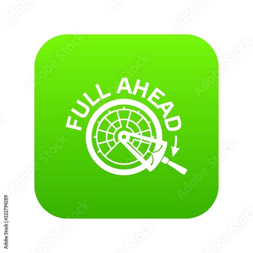 Full ahead icon green vector isolated on white background