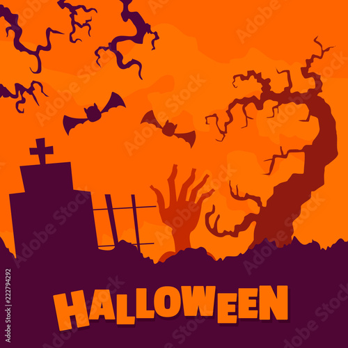 Happy halloween concept background. Flat illustration of happy halloween vector concept background for web design