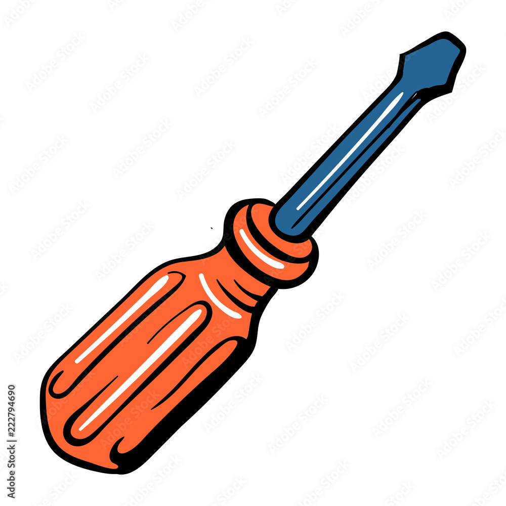 Screwdriver icon. Cartoon of screwdriver vector icon for web design isolated on white background Screwdriver icon. Cartoon of screwdriver vector icon for web design isolated on white background