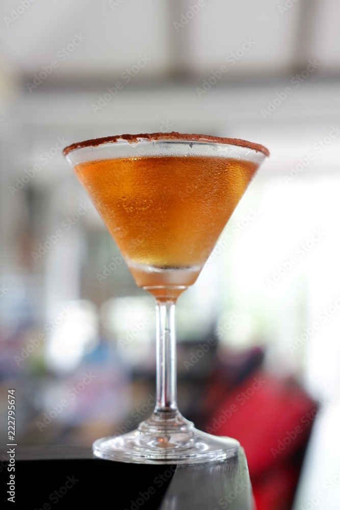 Chocolate martini cocktail on counter bar Chocolate martini cocktail on counter bar