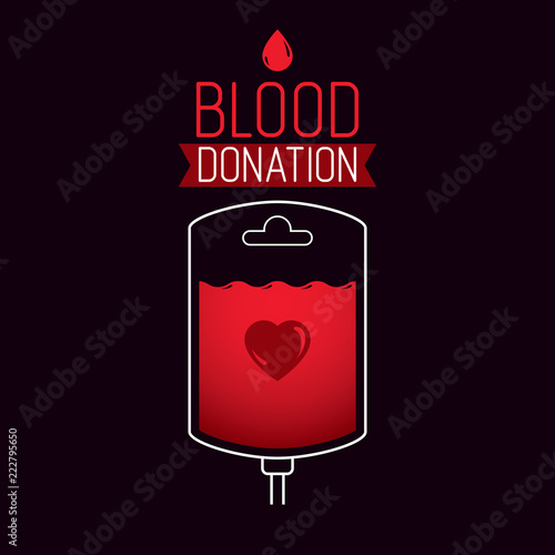 Vector illustration of blood dropper prepared for blood donation. Blood transfusion metaphor, medical care emblem.