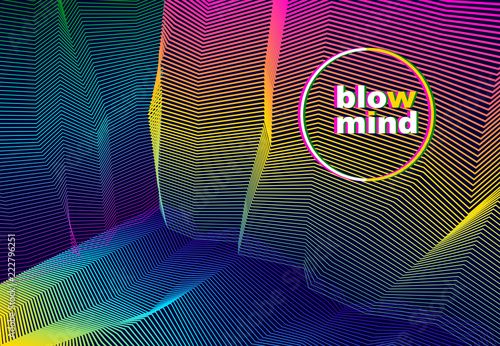 Vector illusive surreal art background for design like a hallucination drug trip surrealism, linear 3d trend. Fantastic psychedelic trendy modern op art, optical dimensional illusion.