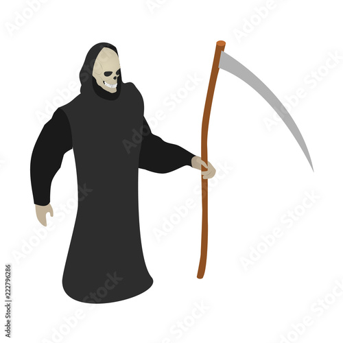 Death scythe icon. Isometric of death scythe vector icon for web design isolated on white background
