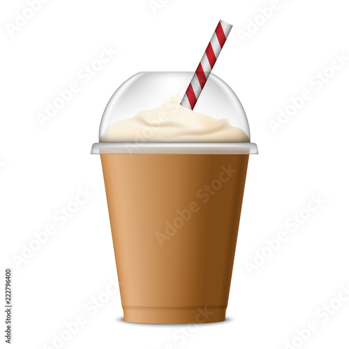 Ice coffee icon. Realistic illustration of ice coffee vector icon for web design isolated on white background