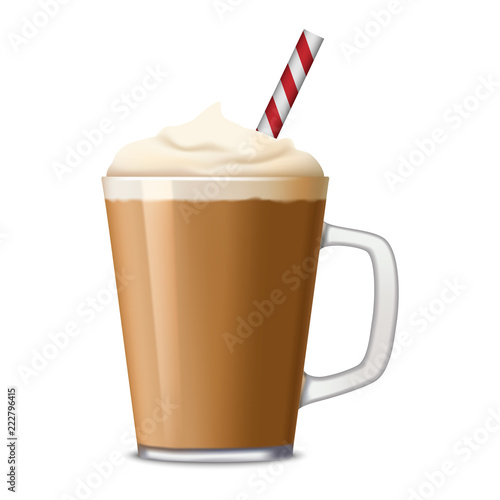 Cup of ice coffee icon. Realistic illustration of cup of ice coffee vector icon for web design isolated on white background