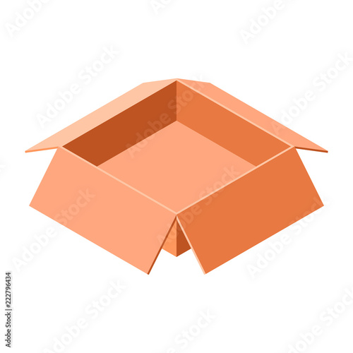 Open carton box icon. Isometric of open carton box vector icon for web design isolated on white background