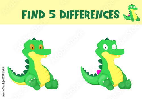 Find differences  education game for children vector ready for print worksheet illustration.
