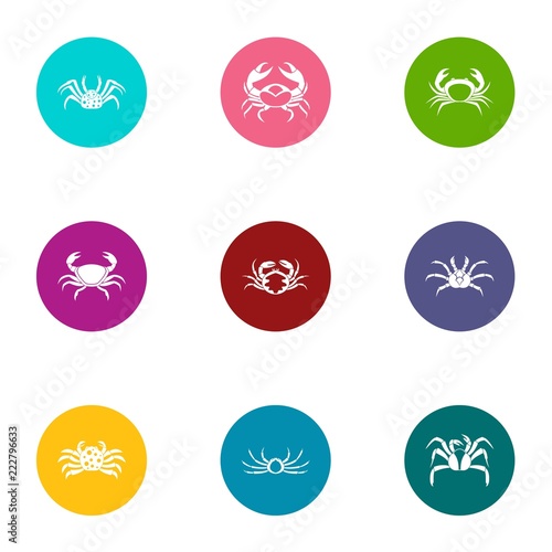 Crabmeat icons set. Flat set of 9 crabmeat vector icons for web isolated on white background