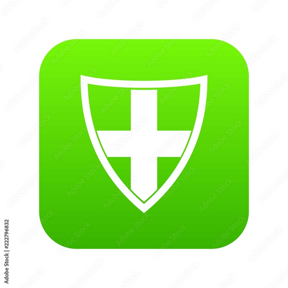 Shield for protection icon digital green for any design isolated on white vector illustration Shield for protection icon digital green for any design isolated on white vector illustration
