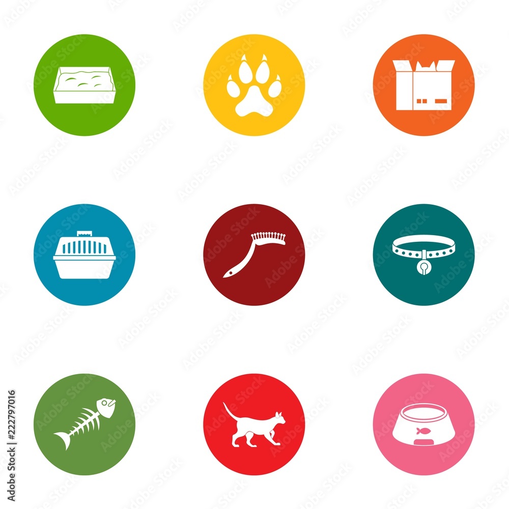 Treat the animal icons set. Flat set of 9 treat the animal vector icons for web isolated on white background