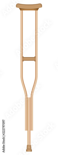 Wood crutch icon. Realistic illustration of wood crutch vector icon for web design isolated on white background