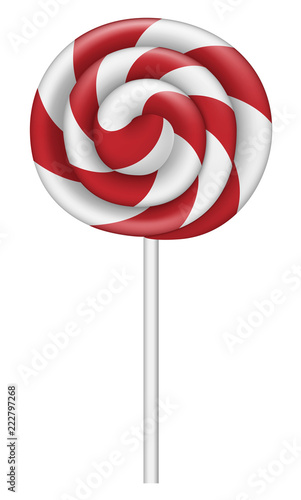 Red white lollipop icon. Realistic illustration of red white lollipop vector icon for web design isolated on white background