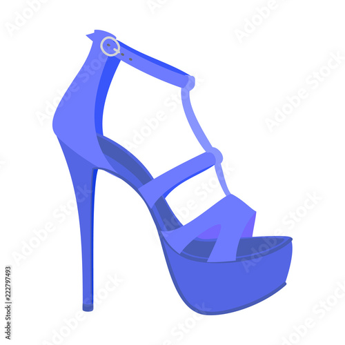 Blue woman sandal icon. Flat illustration of blue woman sandal vector icon for web design