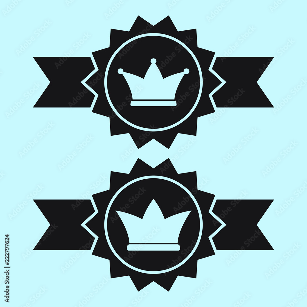 Award with crown and ribbon icon. Best choice symbol. Vector illustration. Award with crown and ribbon icon. Best choice symbol. Vector illustration.