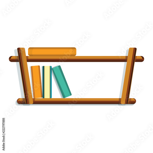 Wood book shelf icon. Cartoon of wood book shelf vector icon for web design isolated on white background