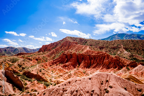 the landscape of the red mountains