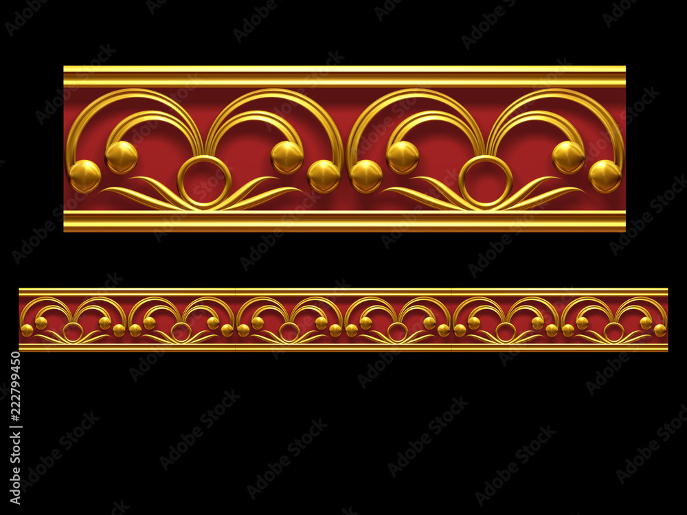 golden, ornamental segment, “redcloth