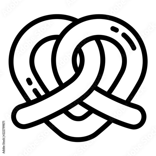 Heart pretzel icon. Outline heart pretzel vector icon for web design isolated on white background