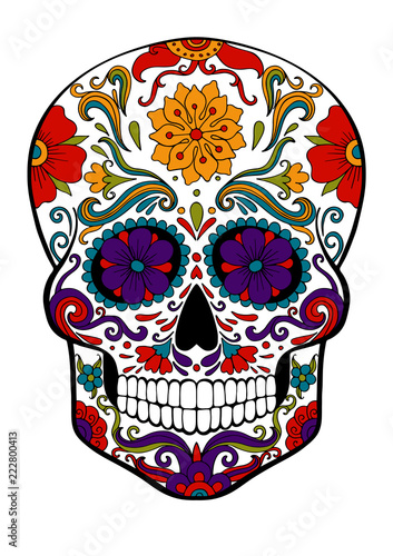 sugar skull, day of death vector illustration
