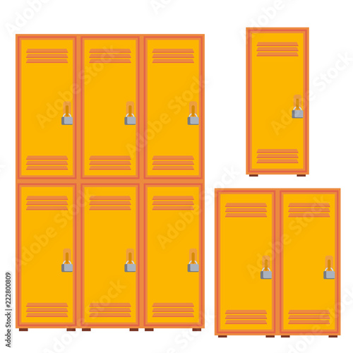 Classic School Locker, Metal Cabinet Icon Vector. Isolated Cartoon Illustration