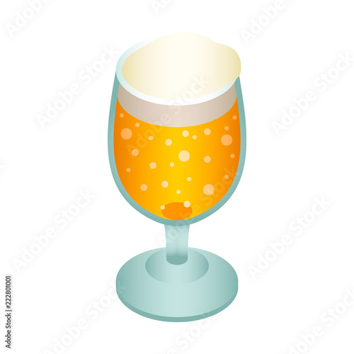 Glass of yellow beer icon. Isometric of glass of yellow beer vector icon for web design isolated on white background