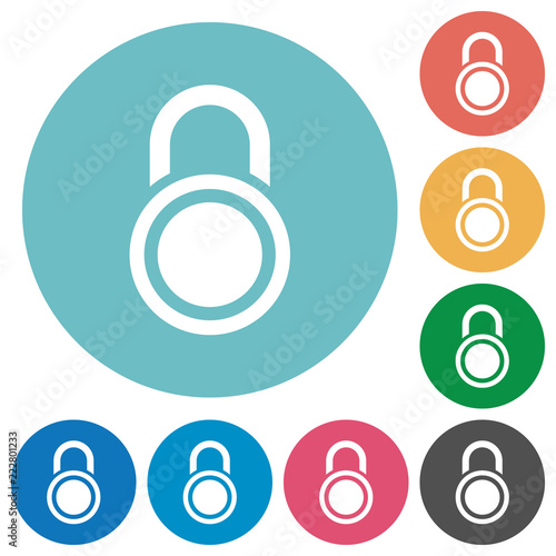 Locked round padlock flat round icons