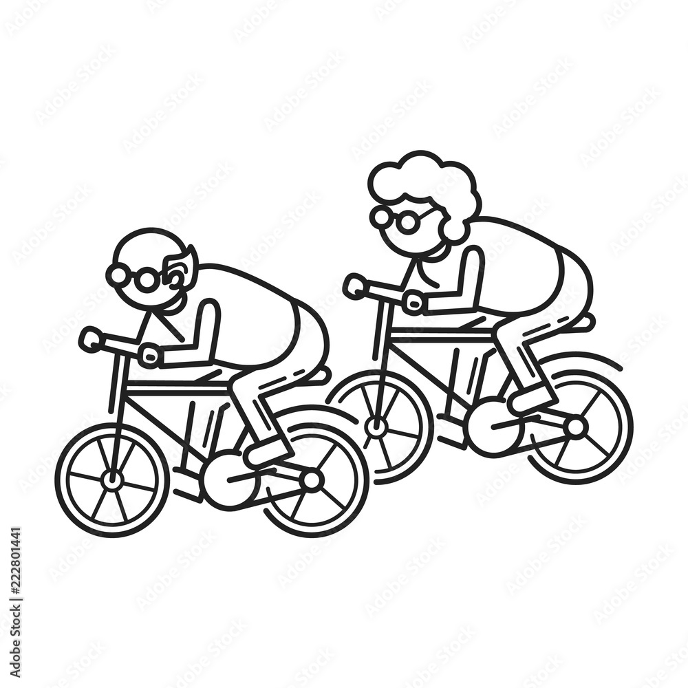 Old person on bicycle concept background. Outline old person on bicycle vector concept background for web design isolated on white background Old person on bicycle concept background. Outline old person on bicycle vector concept background for web design isolated on white background