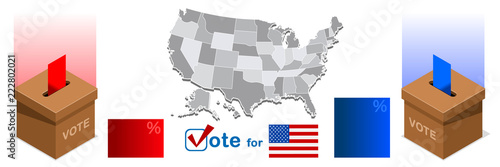 Us Election 2016 winner news. Republican candidate win infographic. Vote pools result. Usa Presidential debate symbol isolated vector icon. Trump debate result flat isometric vector banner