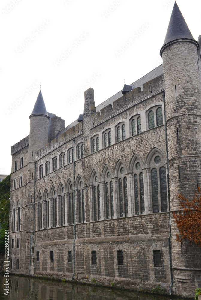 The Geeraard de Duivelsteen gothic architecture building in Ghent, Belgium